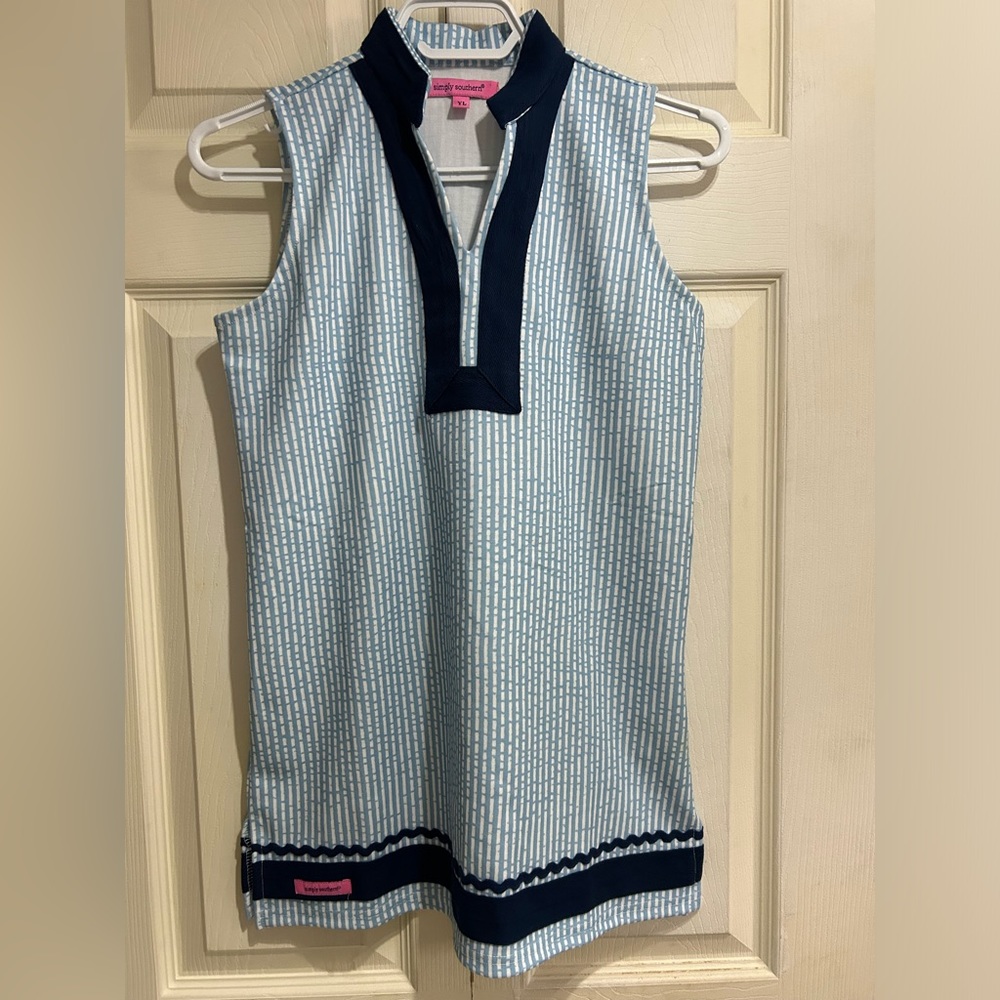 Simply Southern Tunic Girl’s Seersucker Blue/White dress in Size YL